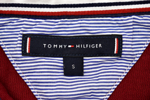 Y-2821★TOMMY HILFIGER トミーヒルフィガー★正規品 ロゴ刺繍 グレー×レッド ボーダー 長袖 ラガーシャツ Ｓ_画像3