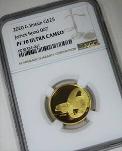 完璧品★イギリス★ジェームズボンド25ポンド金貨NGC／PF70UC／オリジナル箱+COA付／24金