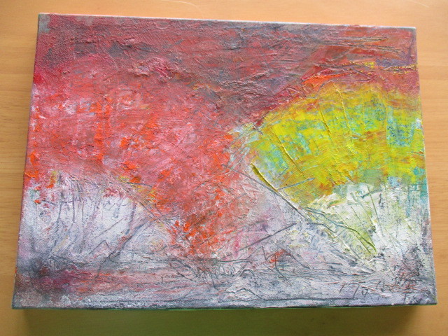 油絵の絵画展･抽象画の図･風景画･秋の絵柄･作者は伊藤明雄･額なし･1998年作品･F4号です, 絵画, 油彩, 抽象画