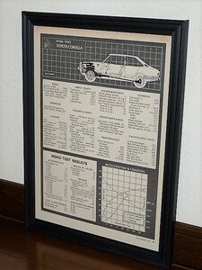 1970年 USA 70s vintage 洋書雑誌記事 スペック 諸元 額装品 Toyota Corolla トヨタ カローラ / 検索 店舗 ガレージ 看板 ディスプレイ(A4)