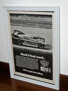 1974年 USA 70s 洋書雑誌広告 額装品 Champion / 検索用 Mark Donohue ポルシェ Sunoco Porsche 917 CanAm SCCA 店舗 ガレージ 看板 (A4)