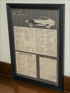 1974年 USA 70s 洋書雑誌記事 諸元 スペック 額装品 Datsun 260Z ダットサン / 検索用 店舗 ガレージ 看板 ディスプレイ サイン (A4size)