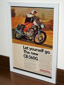 1974年 USA 70s vintage 洋書雑誌広告 額装品 Honda CB360 ホンダ / 検索用 店舗 ガレージ ディスプレイ 看板 装飾 サイン (A4size)