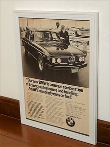 1974年 USA 70s vintage 洋書雑誌広告 額装品 BMW Bavaria 3.0S / 検索用 店舗 ガレージ 看板 装飾 サイン ディスプレイ (A4size)