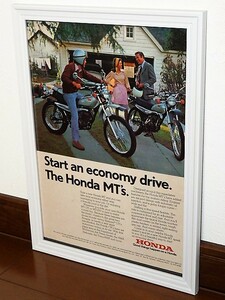 1974年 USA 70s vintage 洋書雑誌広告 額装品 Honda MT125 MT250 / 検索用 Elsinore 店舗 ガレージ 看板 装飾 サイン ディスプレイ(A4size)