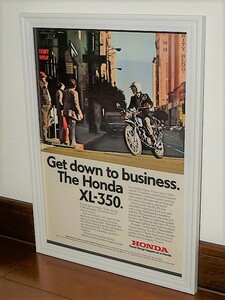 1974年 USA 70s vintage 洋書雑誌広告 額装品 Honda XL350 ホンダ / 検索用 店舗 ガレージ 看板 サイン ディスプレイ 装飾 (A4size)