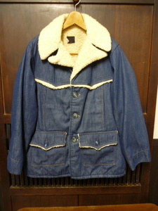 USA б/у одежда 60s 70s SEARS ROEBUCKS ranch coat 46 Denim подкладка боа жакет половина G Jean Vintage 