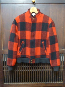 USA古着　80S Woolrich スタンドカラー ジャケット M 赤 黒 ブロックチェック ライナー ブルゾン ウールリッチ バッファロー アメリカ製