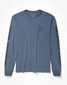 * アメリカンイーグル ロンT 長袖Ｔシャツ AE Super Soft Long-Sleeve Graphic T-Shirt L / Blue *
