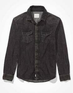 * アメリカンイーグル AE Super Soft Denim Shirt デニムシャツ 長袖シャツ XXL / Black *