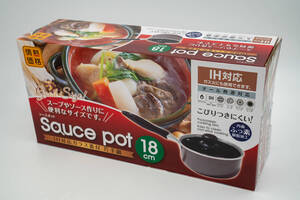 【新品・未使用】IH対応 ガラス蓋付 片手鍋 18cm Sauce pot