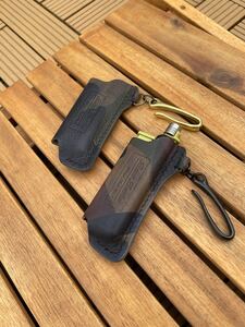 限定カモ柄sotoスライドガストーチ 本革 カバーブラックフックtype