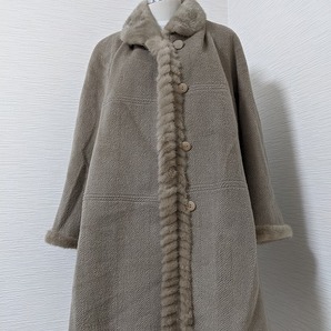 【送料無料】A338 レアカラー アルパカ 羊毛 ミンク ウール 毛皮 リアルファーコート 大きいサイズ グレージュ お直し済