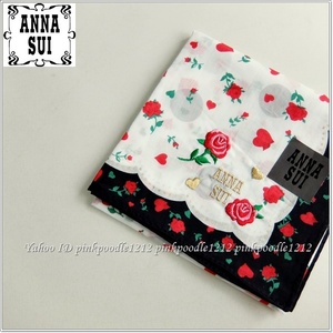 ◆アナスイ ハンカチ 未使用◆ドット 薔薇 ハート 刺繍入り◆