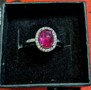  pink tourmaline ring silver ring Cubic Zirconia 