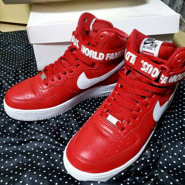 即決■在庫1点のみ【美品◆正規品】Supreme Nike Air Force 1 High SP シュプリーム ナイキ エアフォース1 ハイ 赤 レッド US10 28cm 2014