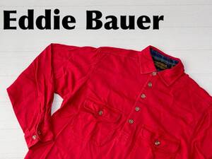 ☆送料無料☆ Eddie Bauer エディーバウアー USA直輸入 古着 90's 長袖 ポロシャツ メンズ S レッド トップス 中古 即決