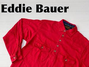 ☆送料無料☆ Eddie Bauer エディーバウアー USA直輸入 古着 90's 長袖 ポロシャツ メンズ S レッド トップス 中古 即決 