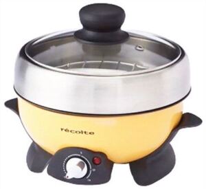 オシャレ電気鍋 蒸し グリル も!recolte POT DUO レコルト ポットデュオ RPD-1-Y (イエロー) グリル鍋