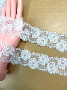 刺繍ケミカルレース ホワイト NO:590 幅約4.5cm200cm