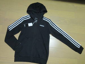 adidas ジュニア ジップアップパーカー 150㌢ BK/WH 新品 ☆決算セール★。