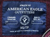 アメリカンイーグル フーディー スウェット ジップパーカー　　ワッペン フロッキープリント 刺繍 AMERICAN EAGLE ボルドー 玉4752_画像3