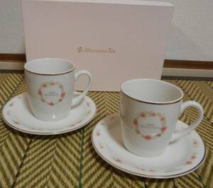 Afternoon Tea アフターヌーンティー カップ＆ソーサー 2客セット ペア 薔薇 バラ柄の可愛いカップとお皿 未使用