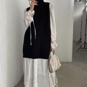 Vest layered shirt dress ameri ニット ワンピース アメリヴィンテージ
