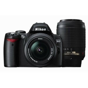中古 １年保証 美品 Nikon D40 18-55mm II 55-200mm VR ダブルズームキット ブラック