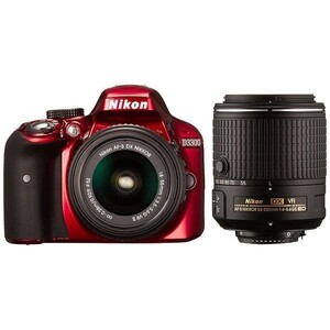 中古 １年保証 美品 Nikon D3300 18-55mm 55-200mm II VR ダブルズームキット2 レッド