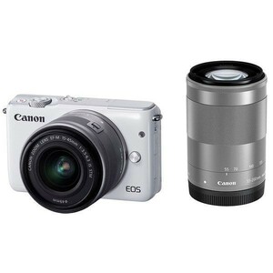 中古 １年保証 美品 Canon EOS M10 15-45mm 55-200mm ダブルズームキット ホワイト