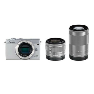  б/у 1 год гарантия прекрасный товар Canon EOS M100 двойной zoom комплект 15-45mm IS STM + 55-200mm IS STM белый 