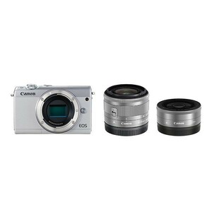 中古 １年保証 美品 Canon EOS M100 ダブルレンズキット 15-45mm IS STM + 22mm F2 STM ホワイト