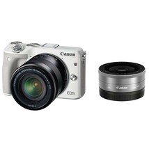 中古 １年保証 美品 Canon EOS M3 18-55mm 22mm ダブルレンズキット ホワイト_画像1