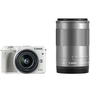中古 １年保証 美品 Canon EOS M3 15-45mm 55-200mm ダブルズームキット ホワイト