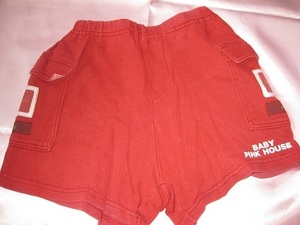 BABY PINKHOUSE baby pink house red short pants man and woman use defect have 
