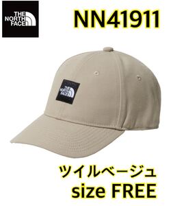 【新品】 THE NORTH FACE ノースフェイス スクエアロゴキャップ 帽子 ベージュ フリーサイズ NN41911