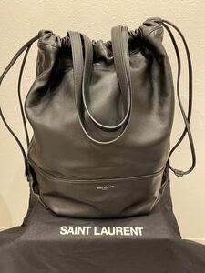 サンローラン ラムスキン ショッピングバッグ　巾着 パック SAINT LAURENT PARIS バッグ YSL ブラック 黒