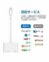 【大特価】iPhone HDMI 変換ケーブル ライトニング Lightning - Digital AVアダプタ 設定不要 接続ケーブル 大画面 音声同期出力_画像3