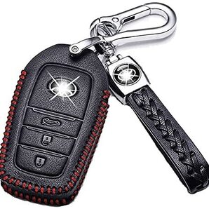 【送料無料】トヨタ 80系 新型ハリアー ヤリス MARK X 250G S キーケース キーカバー キーホルダー 3ボタン黒革赤線 レザー ブラック