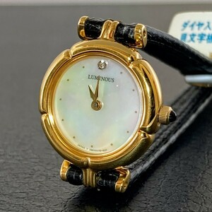 【未使用 / 即決 / 送料185円】 ORIENT レディース腕時計 ダイヤ付き 白蝶貝 サファイアガラス 日本製 LUMINOUS WK0051MA 11020-2 Bok