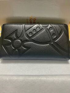 ヴィヴィアンウエストウッド メンズ 長財布 黒 エンボスレザー オーブ型押し☆