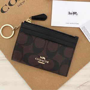 ★新品 COACH コーチ コインケース 小銭入れ ブラック 黒 キーリング付