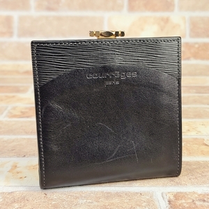  unused Courreges Vintage leather bulrush . folded wallet black France made courreges