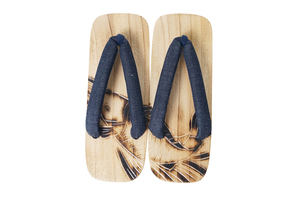 [...] geta men's made in Japan high class . geta ... dragon carving nose .. island Denim navy blue - common carp pattern 