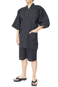 [...] jinbei men's close .... jinbei made in Japan - cotton 85% flax 15% black rain M