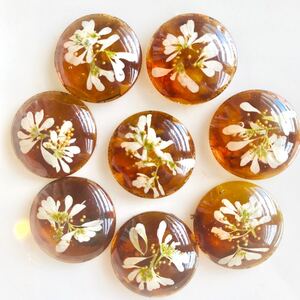 No.30 ハンドメイドパーツ レジンパーツ べっ甲風 カボション イヤリング ピアス 押し花