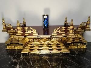  last stock disposal price long-term keeping goods family Buddhist altar for ... Buddhist image put three tsu...book@ gold .book@ gilding kou Ran attaching (211006K) 2795 M