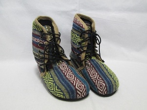 〓 SALE 〓 新品 〓 ゲリ 編み上げブーツ　〓　ゲリコットン　エスニック　アジアン　アジア　靴　シューズ　おしゃれ　処分　〓AJ519