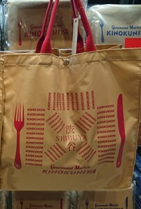 紀ノ国屋 渋谷限定エコバッグ ベージュ×レッド トートバッグ トートバッグ